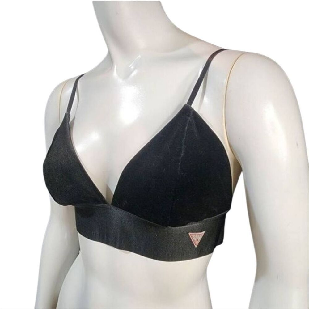 Guess Black Velvet Triangle Bralette (M)